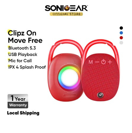 SonicGear SonicGo Clipz TWS Bluetooth 5.3 Portable Hook Wireless Speakers with Mic